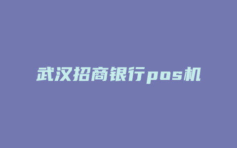 武汉招商银行pos机办理流程